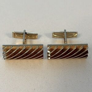 Vintage SARAH COVENTRY gold tone cufflinks mid century modern rectangle shape